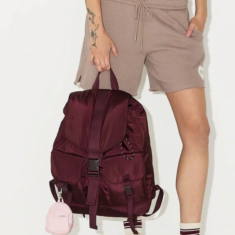 PINK VICTORIA'S SECRET Wild Rose Nylon Cargo Backpack Fits up to a 15" Laptop - Picture 5 of 5